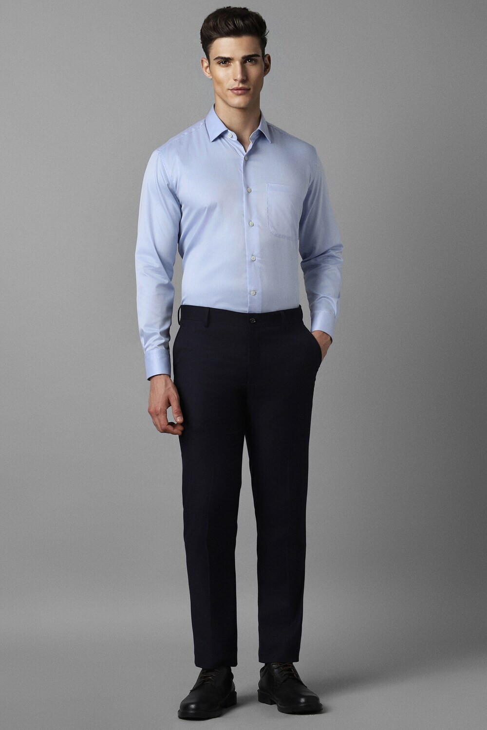 Image of LOUIS PHILIPPE Slim Fit Men Dark Blue Trousers