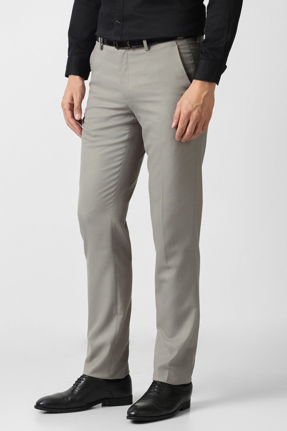 Image of VAN HEUSEN Slim Fit Men Grey Trousers