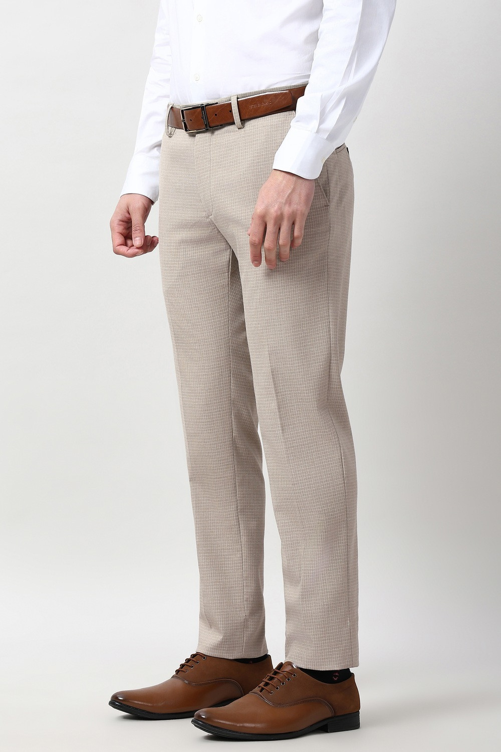 Image of PETER ENGLAND Slim Fit Men Beige Trousers