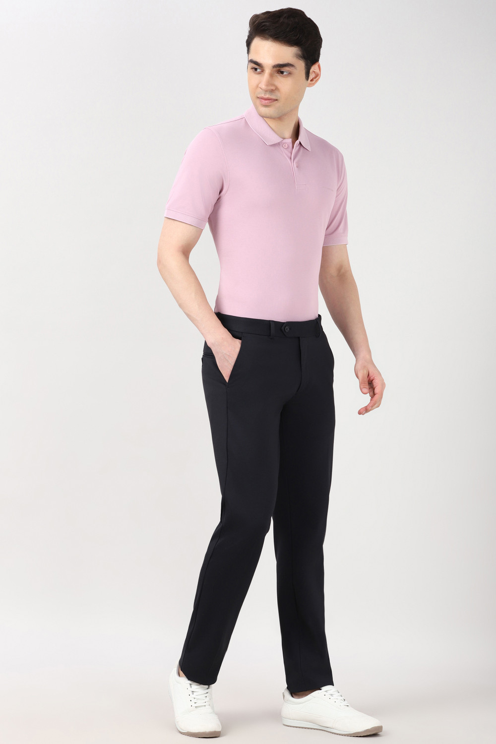 Image of PETER ENGLAND Slim Fit Men Black Trousers