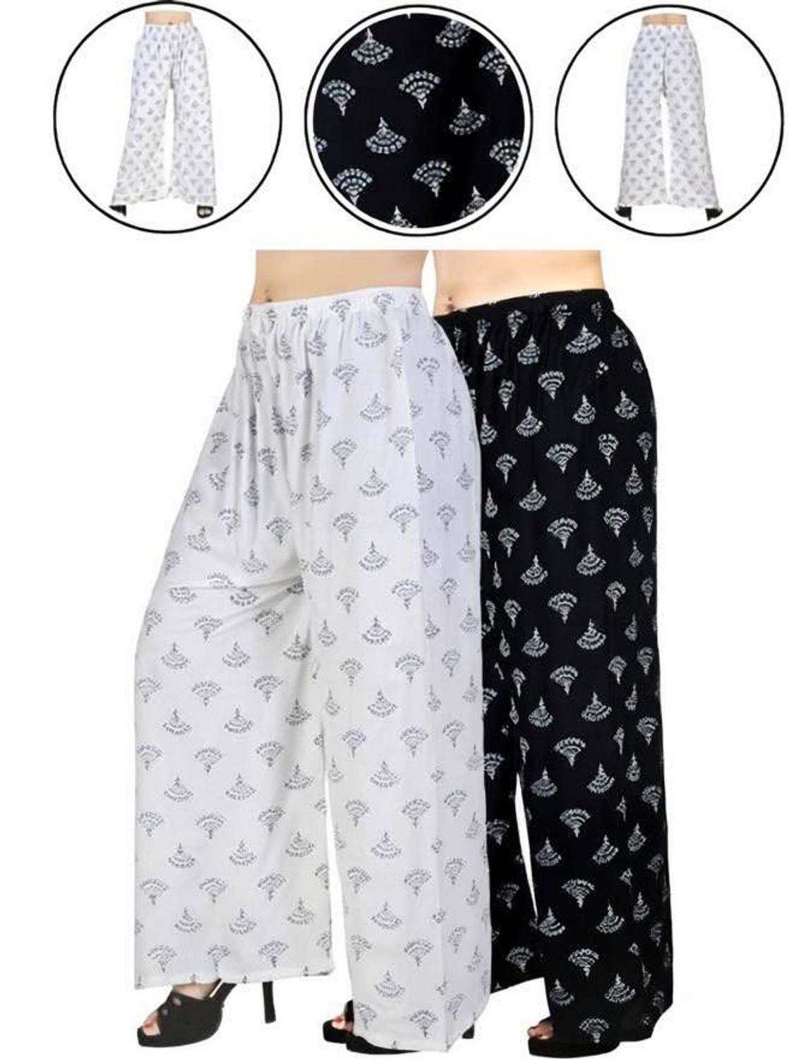 4K FASHION Relaxed Women Black, White Trousers