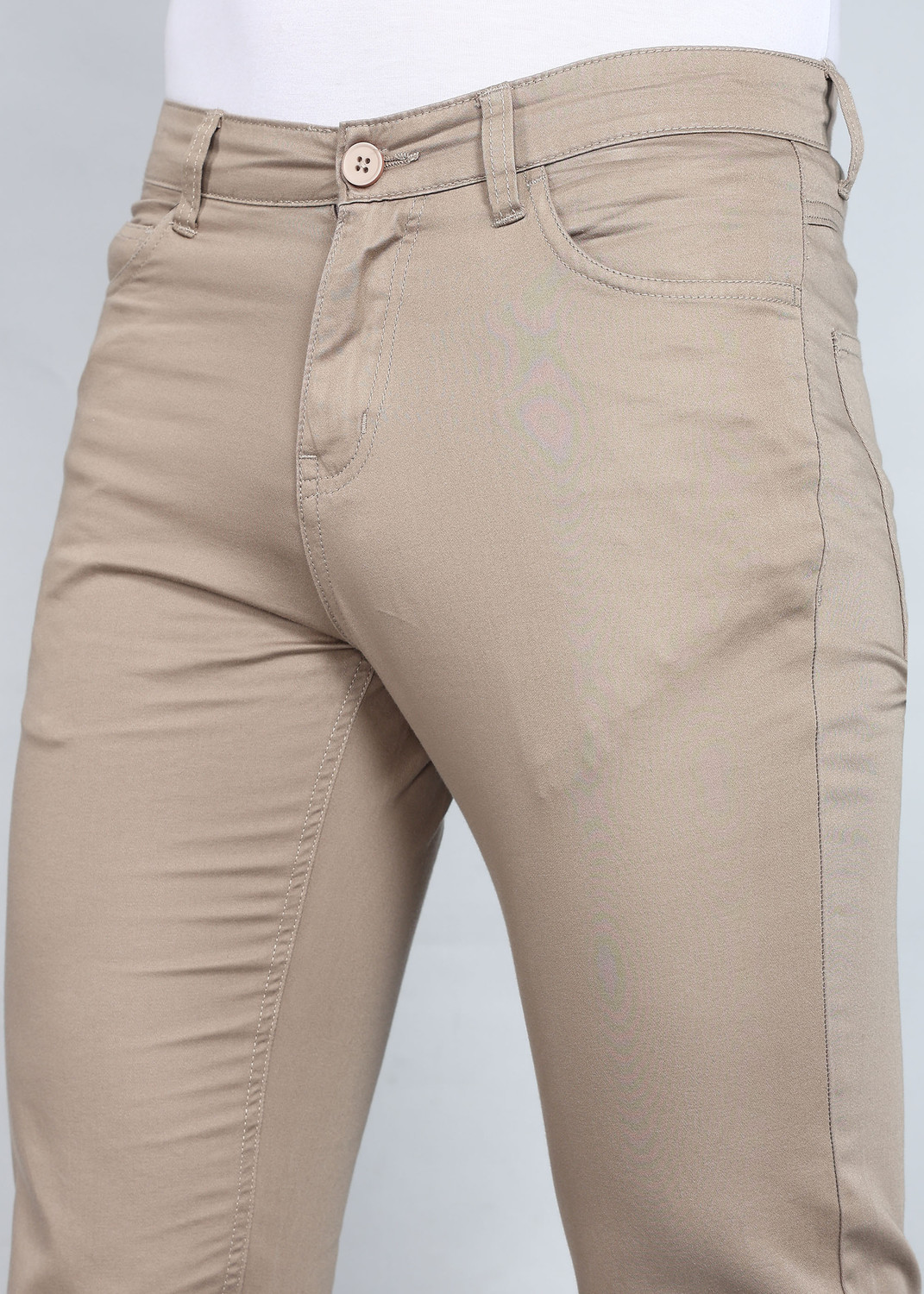 Image of PROVOGUE Slim Fit Men Beige Trousers