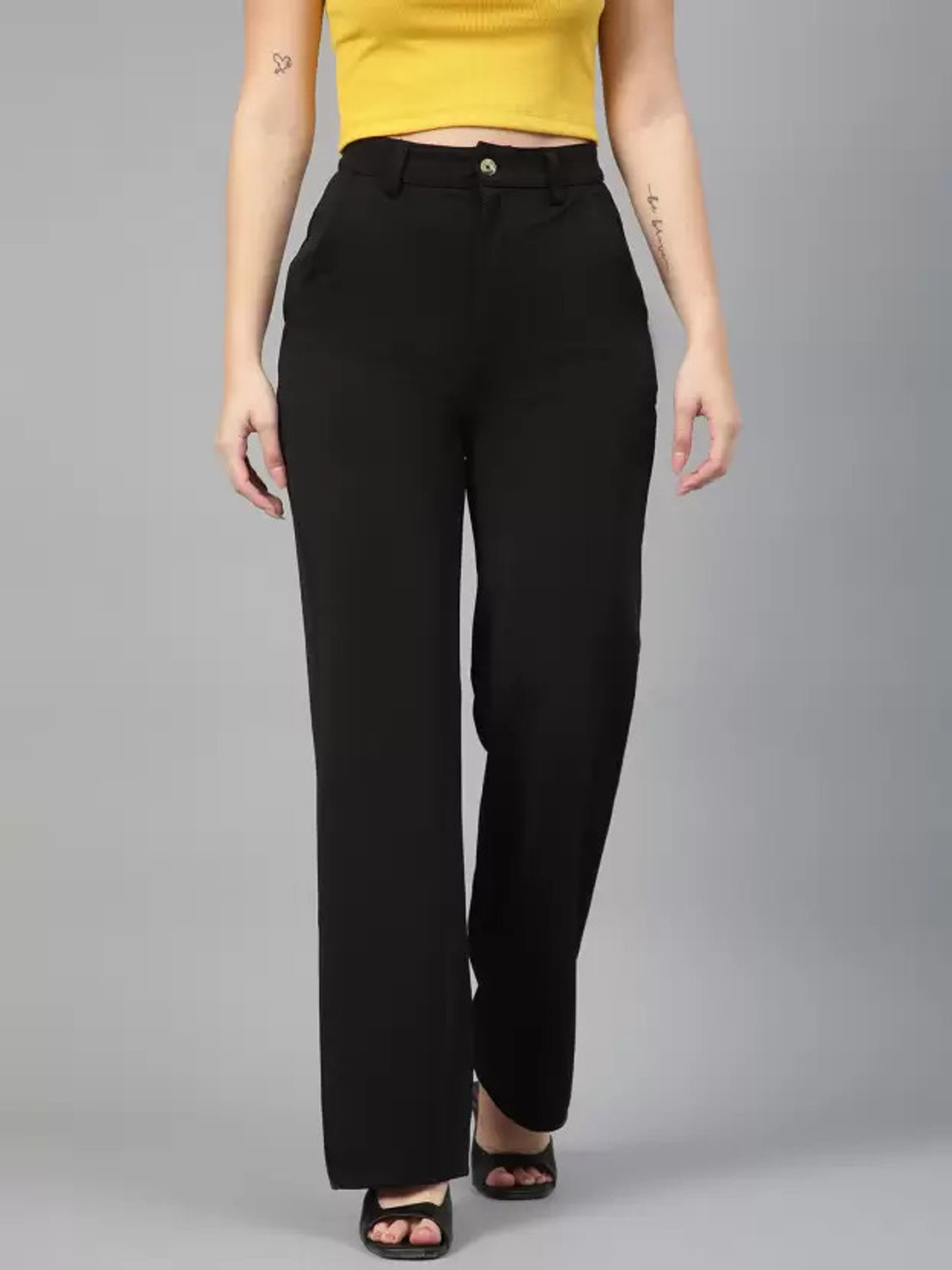 Image of GLADLY Regular Fit Women Black, Light Green Trousers