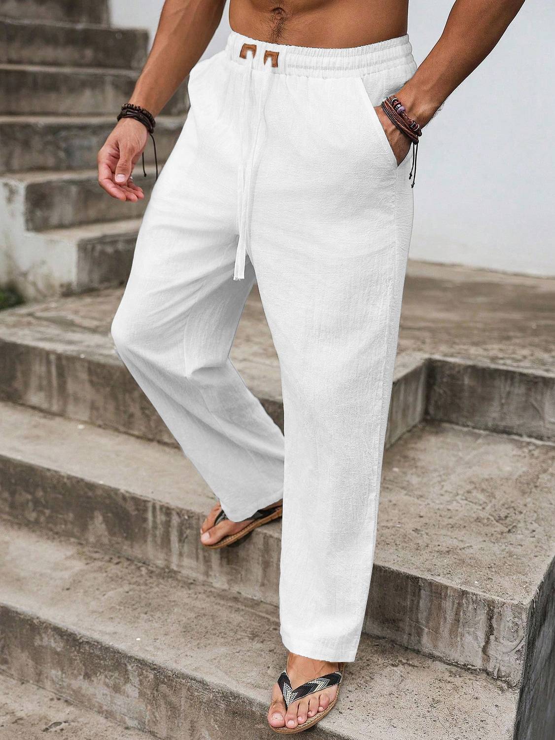 Plus91 Men White Trousers Regular Fit - Image 4