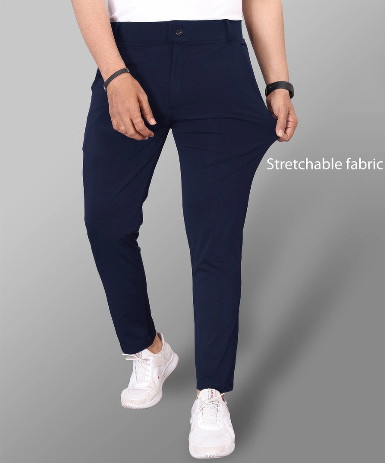 Image of VOKAY Tapered Men Blue Trousers