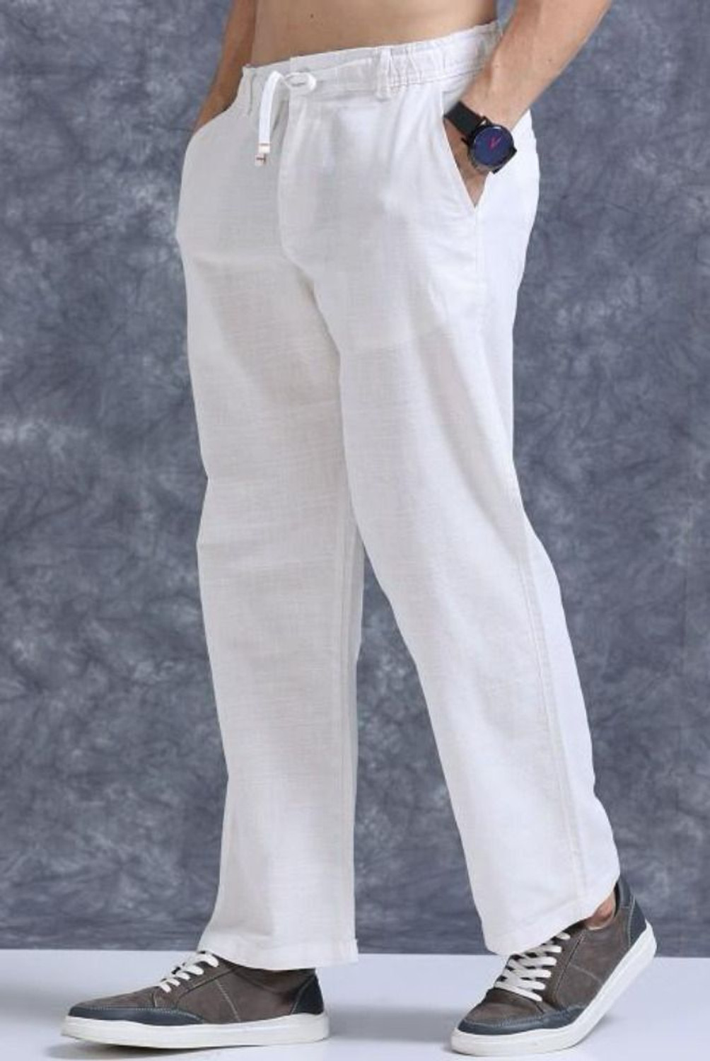 Image of M Q Denim Regular Fit Men White Trousers