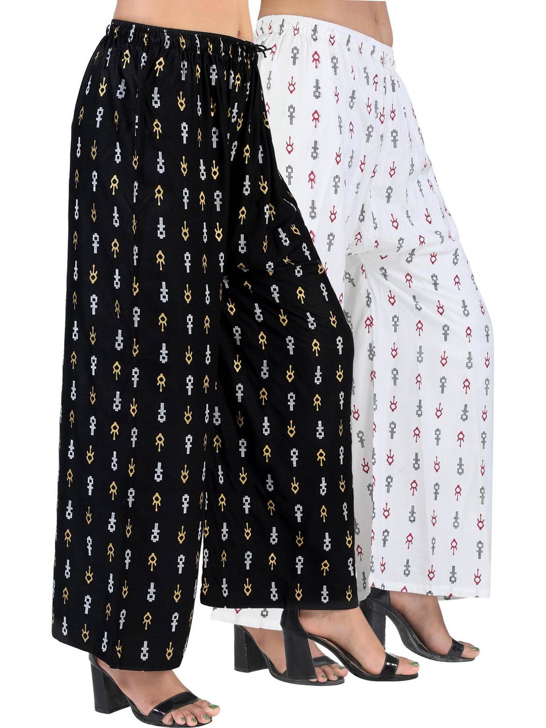 4K FASHION Relaxed Women Black, White Trousers