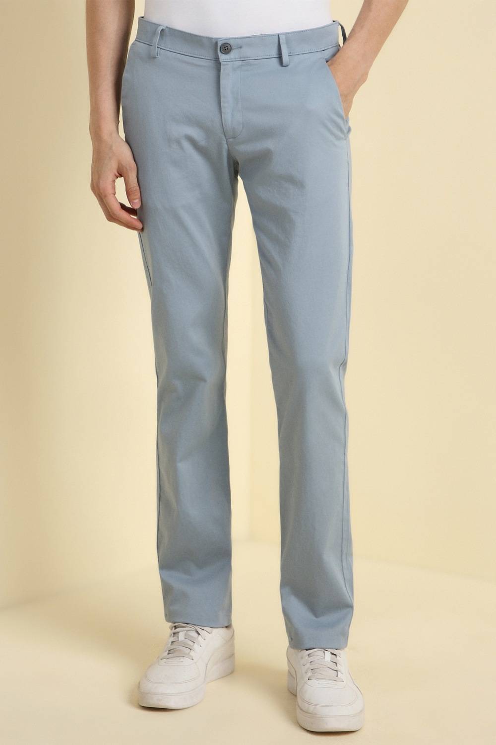 Allen Solly Slim Fit Men Light Blue Trousers