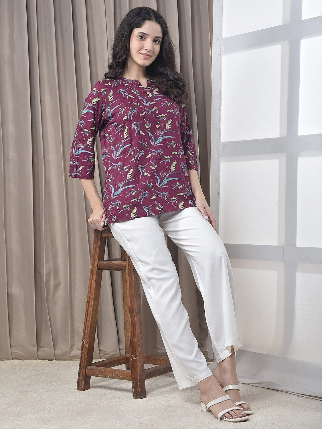 Image of Dollar Missy Women Relaxed White Viscose Rayon Trousers
