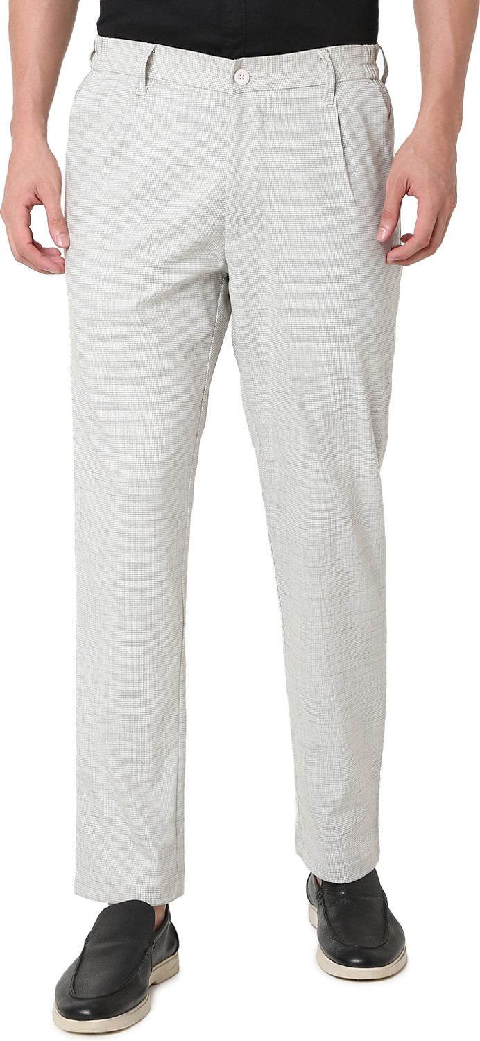 Image of Spykar Men Slim Fit White Polyester Trousers