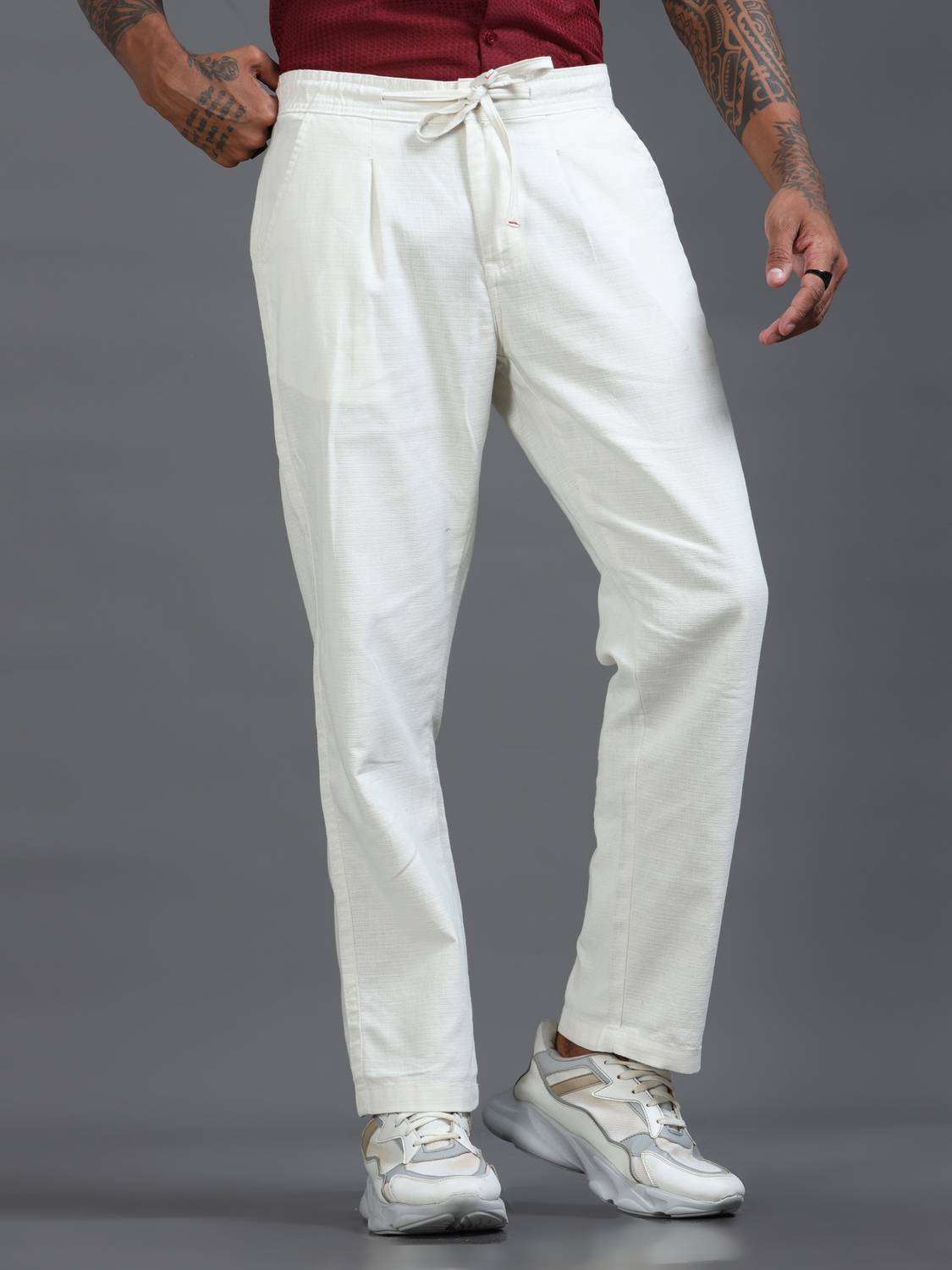 Roadster Relaxed Men White Trousers - Image 3