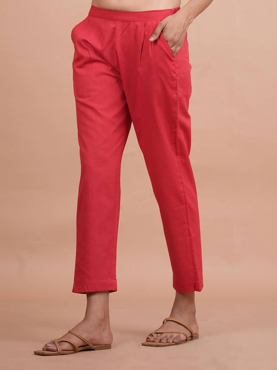 AlkaCreation Loose Fit Women Red Trousers