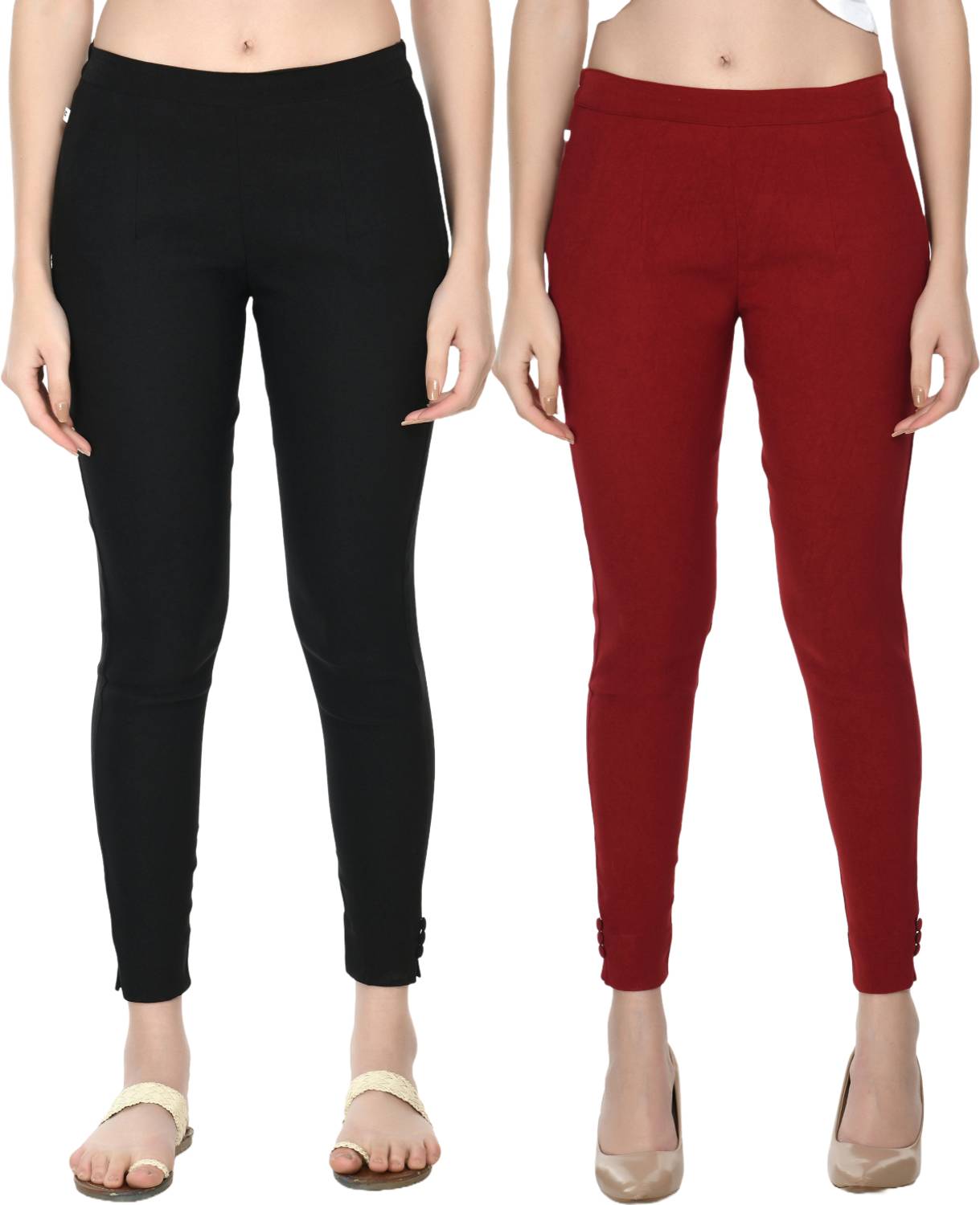 24Hour Fashion Regular Fit Women Black, Maroon Trousers