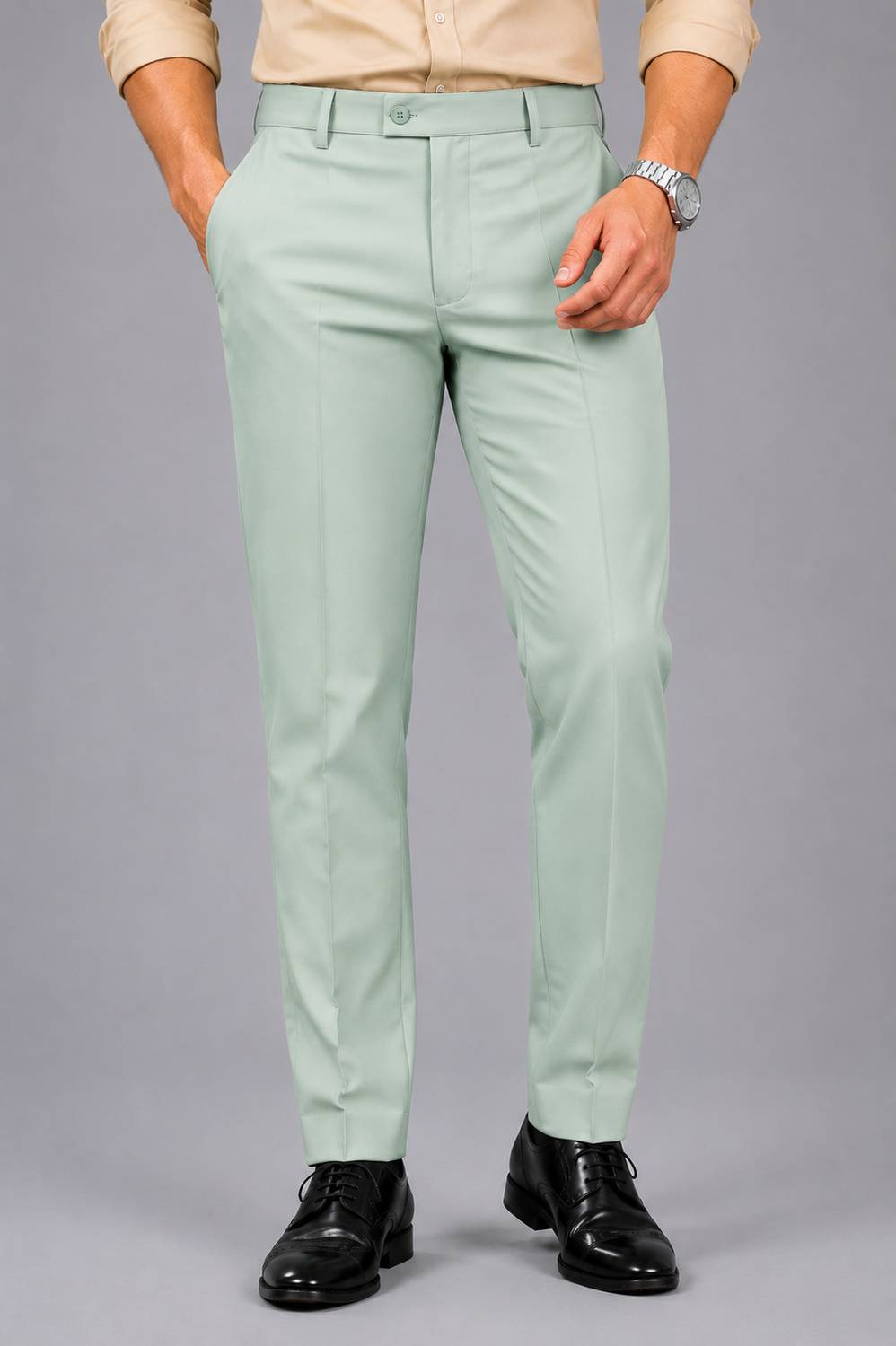 AKAYAAPPARELS Straight Fit Men Light Green Trousers