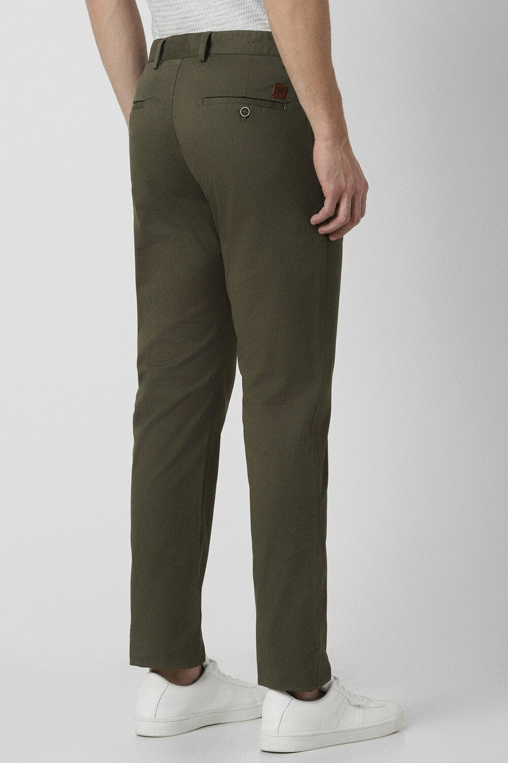 Image of PETER ENGLAND Men Slim Fit Green Cotton Blend Trousers