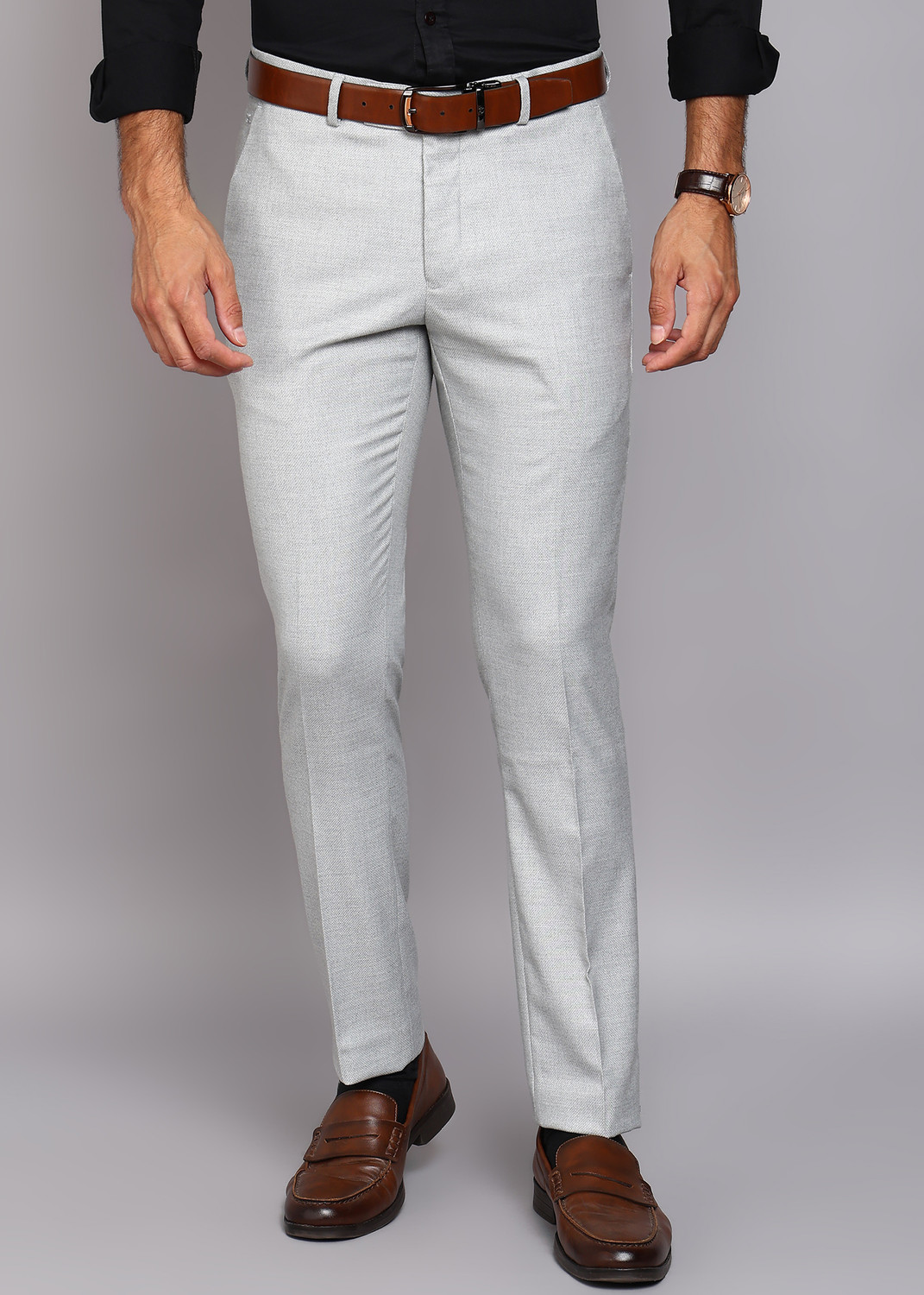 Image of KILLER Slim Fit Men Grey Trousers