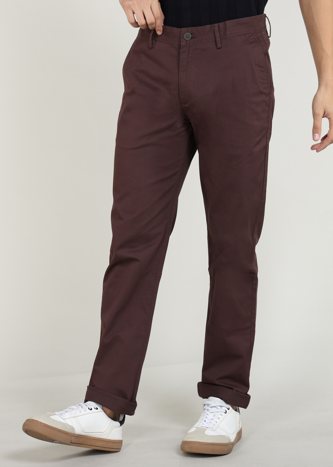 Image of PETER ENGLAND Slim Fit Men Brown Trousers