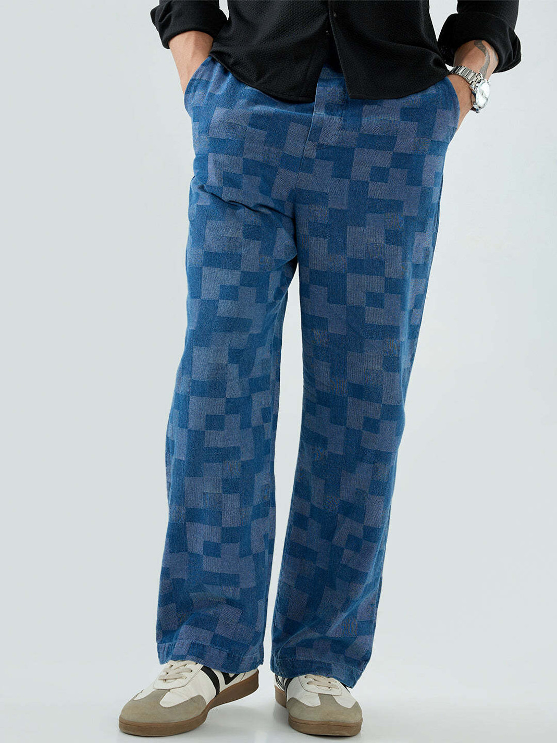 Image of VASTRADO Straight Fit Men Blue Trousers