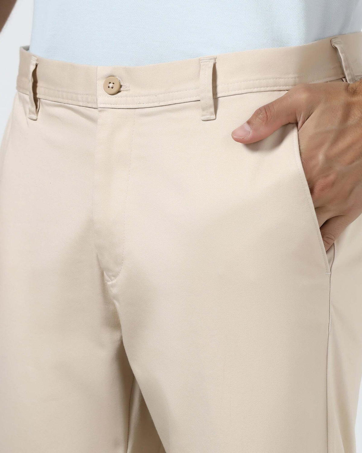 Image of Blackberrys Regular Fit Men Beige Trousers