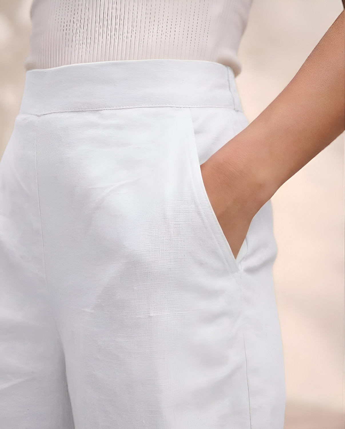 Image of Moda Rapido Comfort Fit Women White Trousers