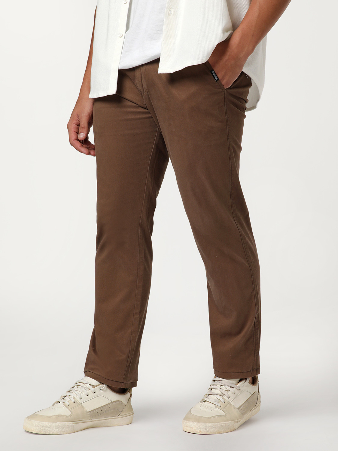 Image of Urbano Fashion Straight Fit Men Brown Trousers