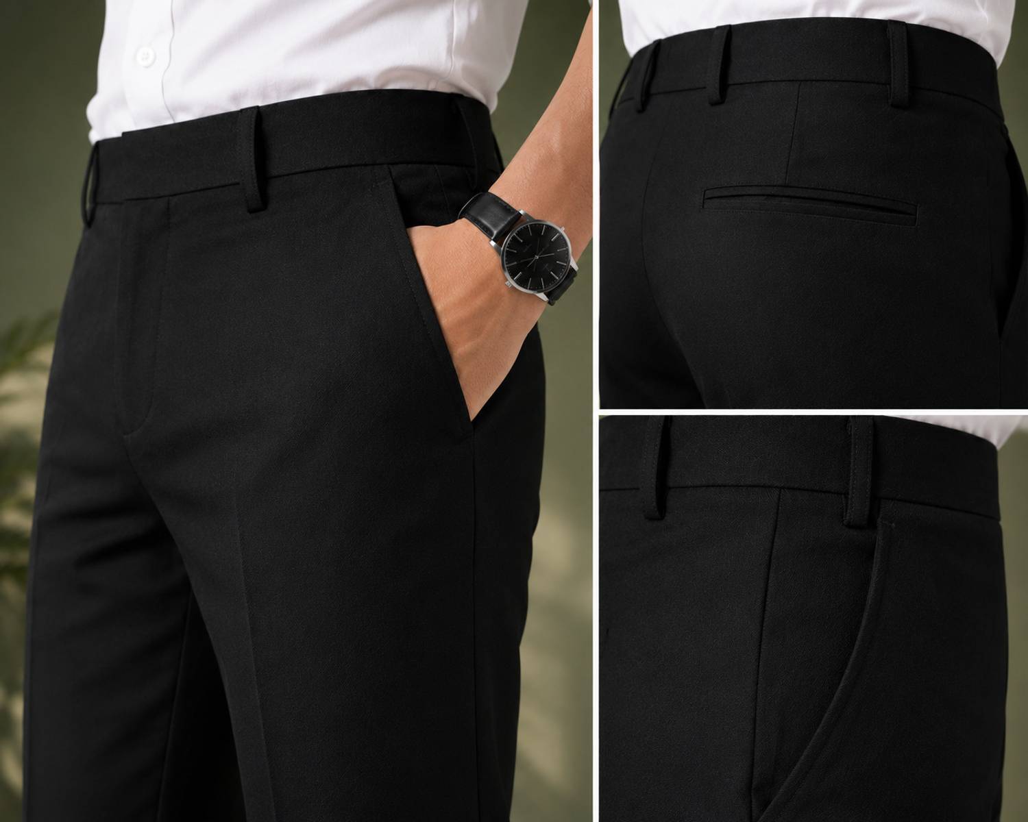 KDR TRADER Comfort Fit Regular Fit Men Black Trousers - Image 4