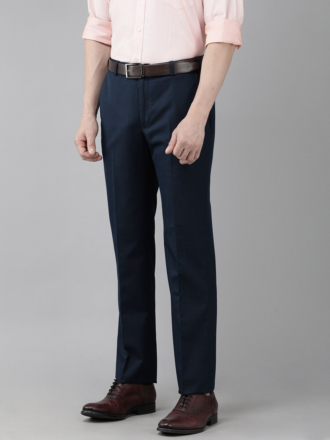 Image of PARK AVENUE Slim Fit Men Dark Blue Trousers