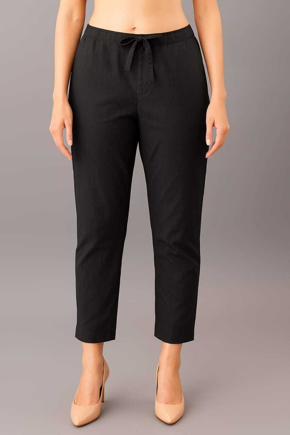 Image of FERIHA Slim Fit Women Pink, Black Trousers