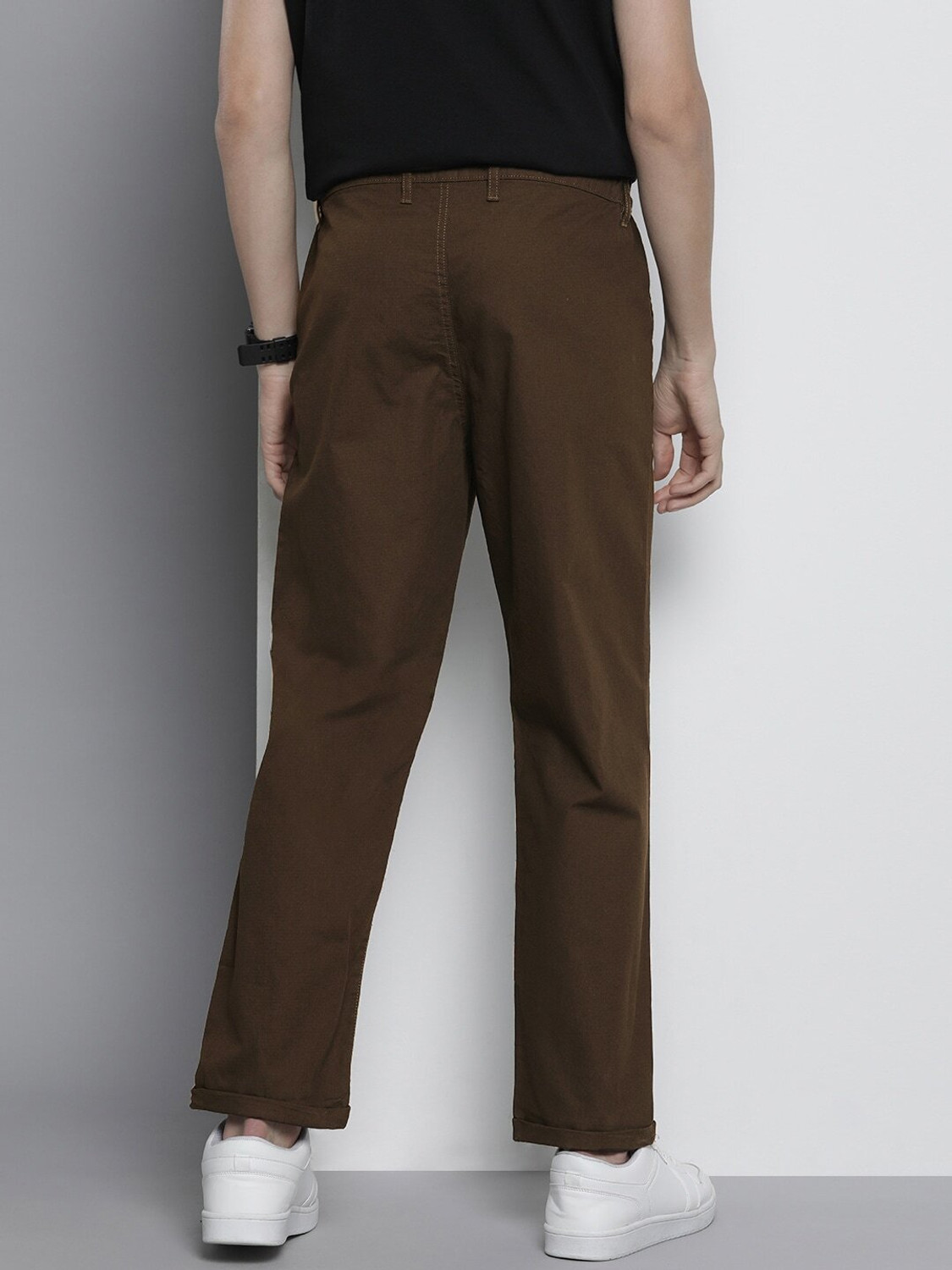 Image of The Indian Garage Co. Regular Fit Men Brown Trousers