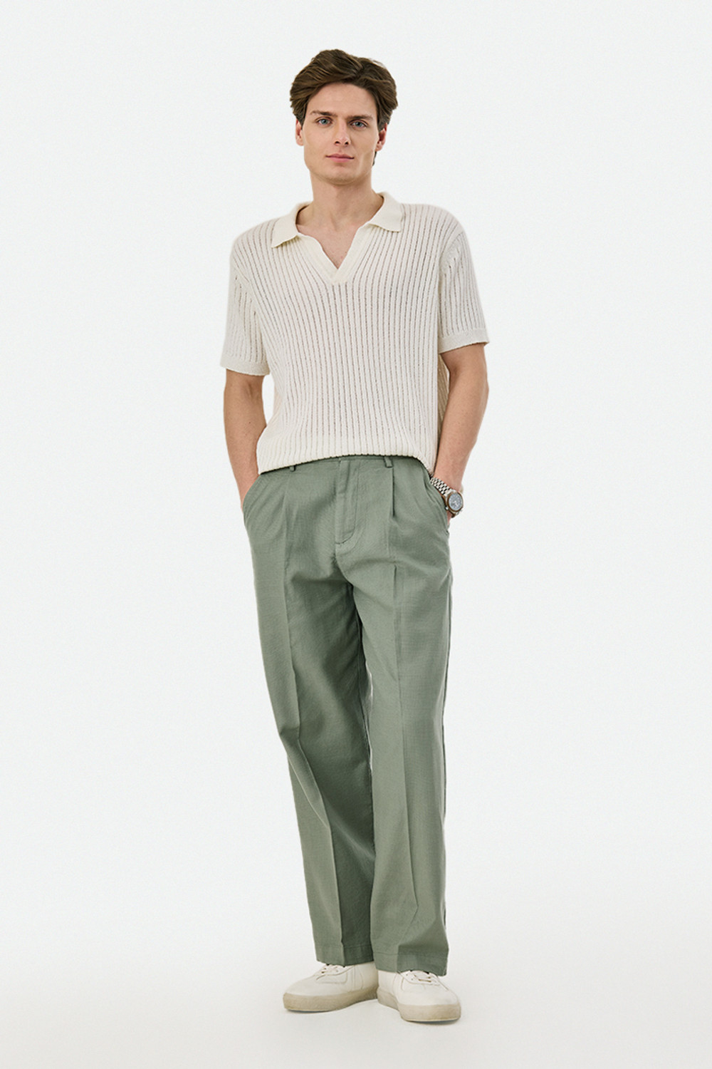 Image of Snitch Relaxed Men Green Trousers