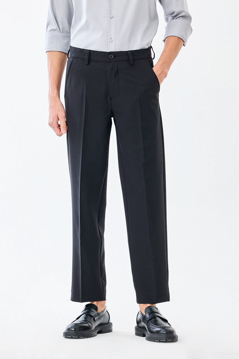 Image of Snitch Regular Fit Men Black Trousers