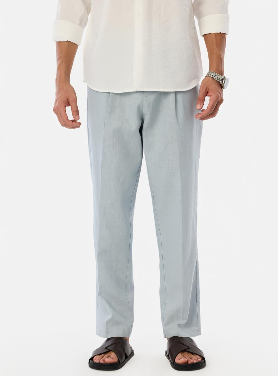 Snitch Relaxed Men Light Blue Trousers