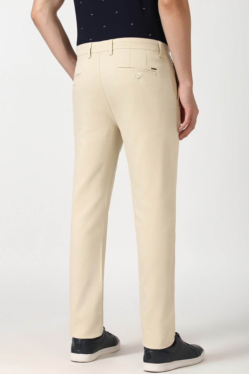 Image of PETER ENGLAND Slim Fit Men Cream Trousers