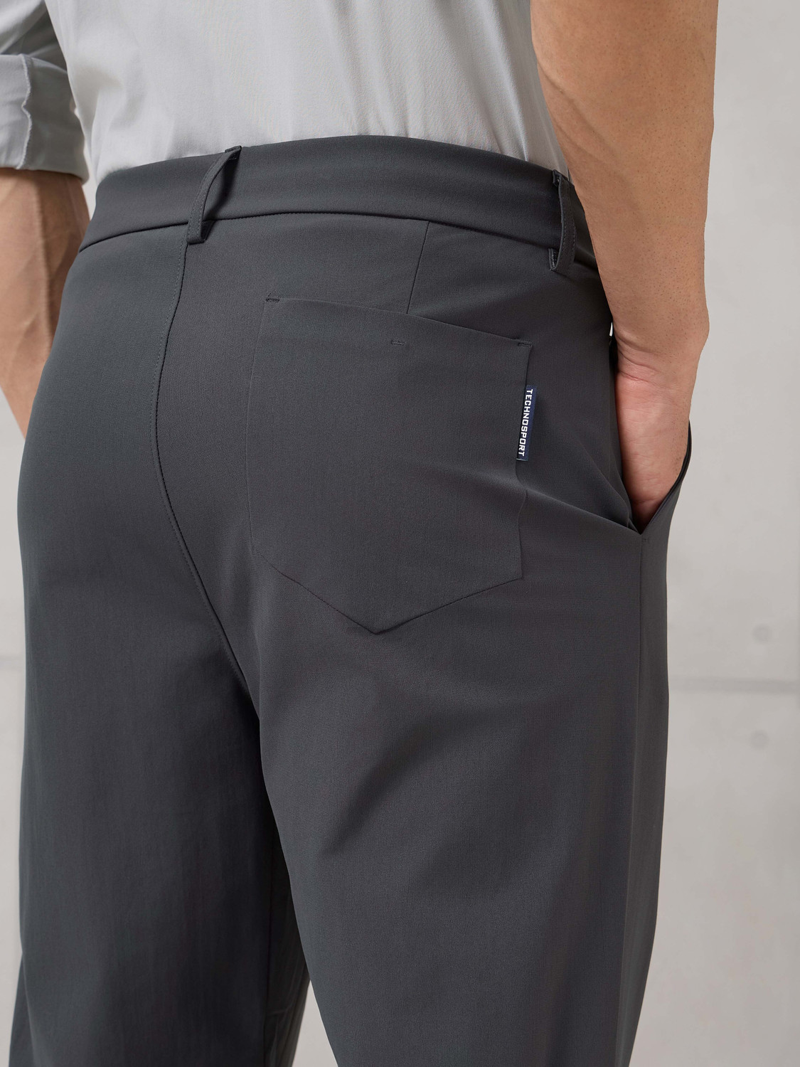 Image of TECHNOSPORT Straight Fit Men Grey Trousers