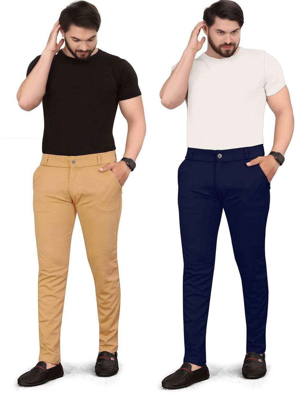 BHIKADIYA Relaxed Men Brown, Blue Trousers