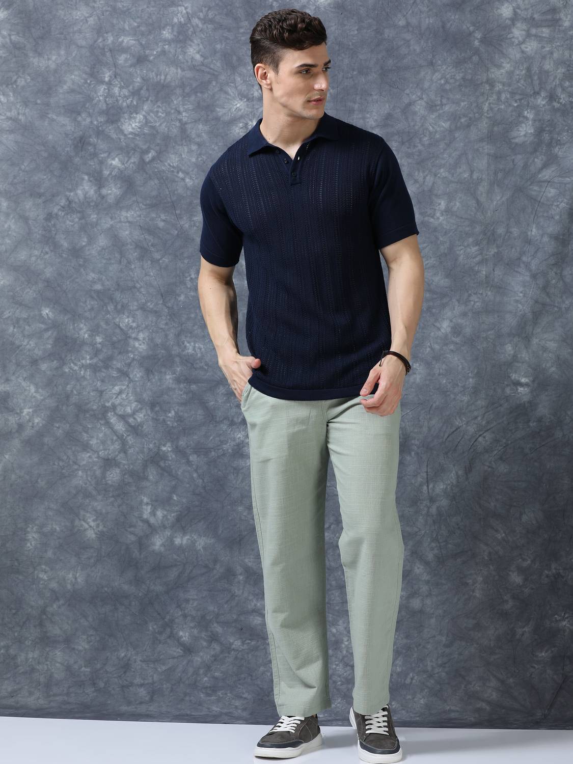 Roadster Men Relaxed Light Green Pure Linen Trousers