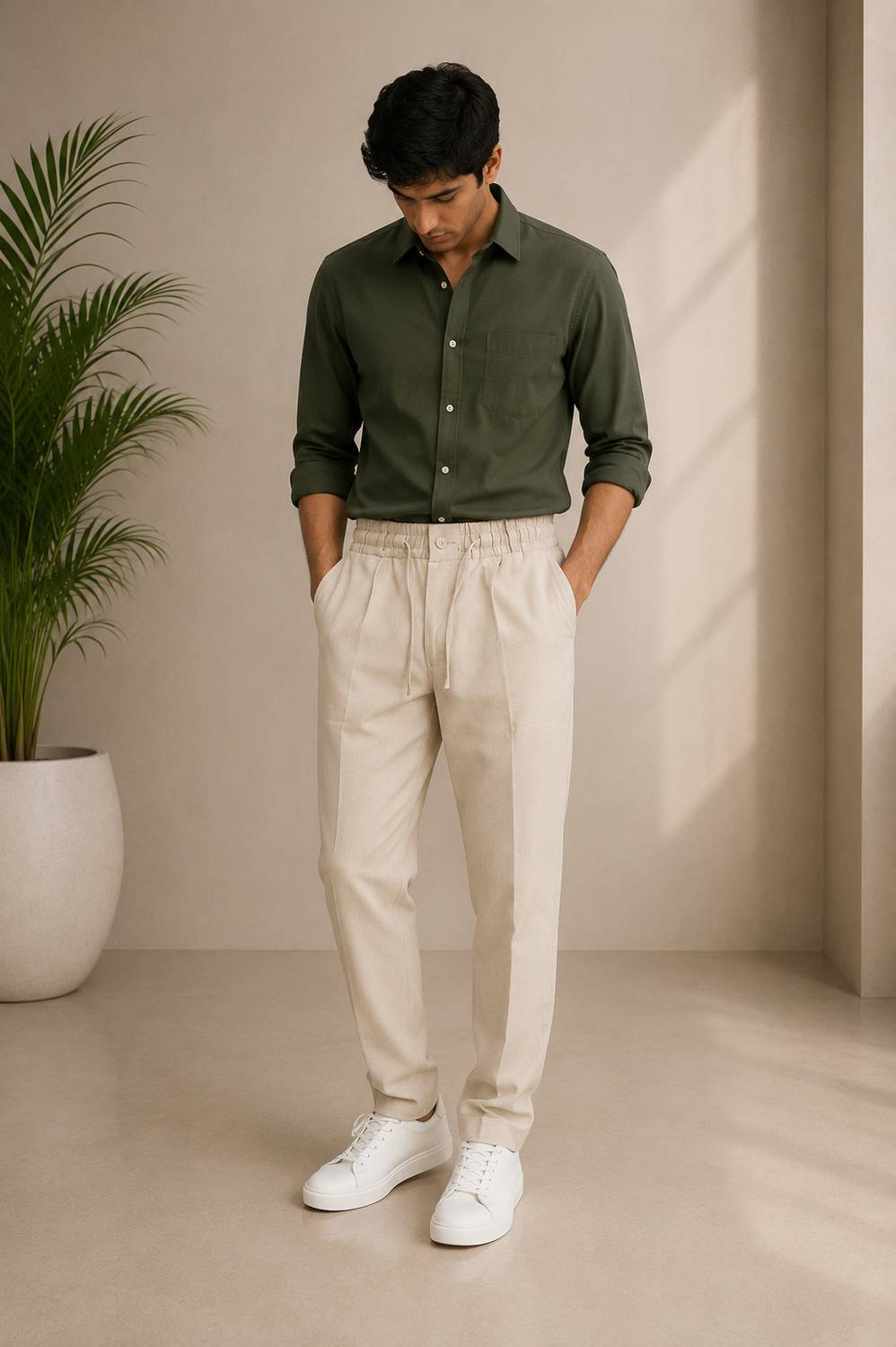 AKAZ Men Cream Trousers - Image 2