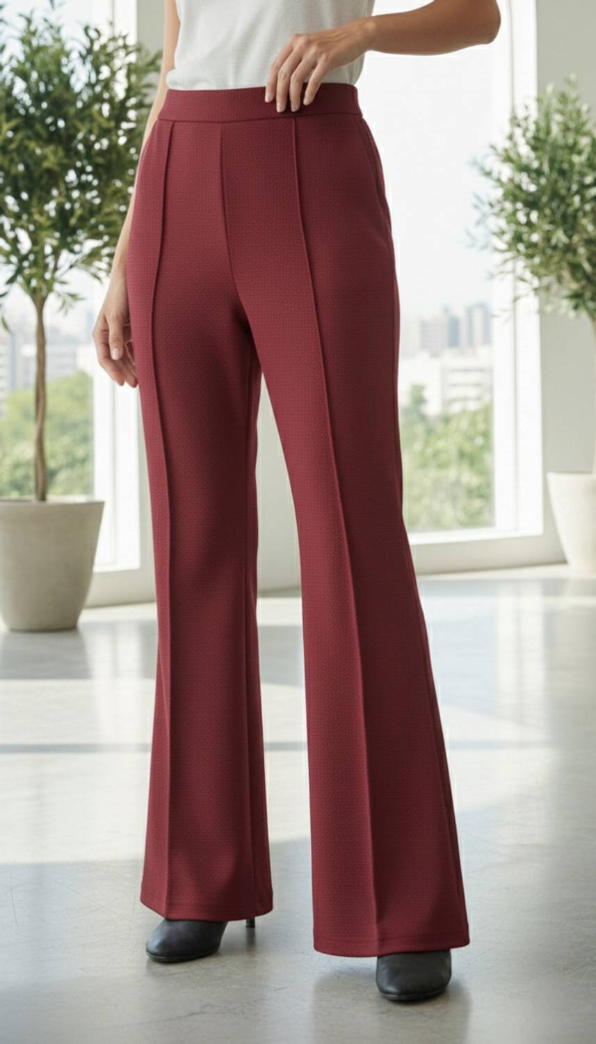 Avictor Flared Women Maroon Trousers