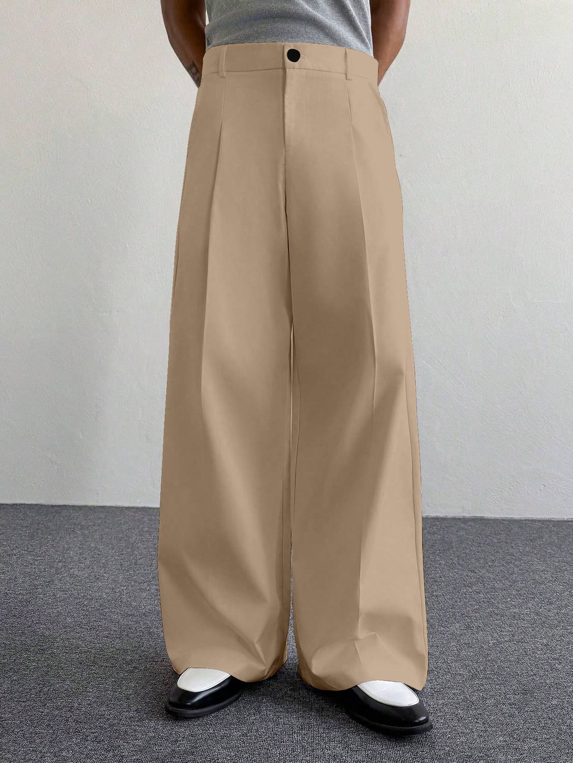 Klossy Loose Fit Men Beige Trousers - Image 3