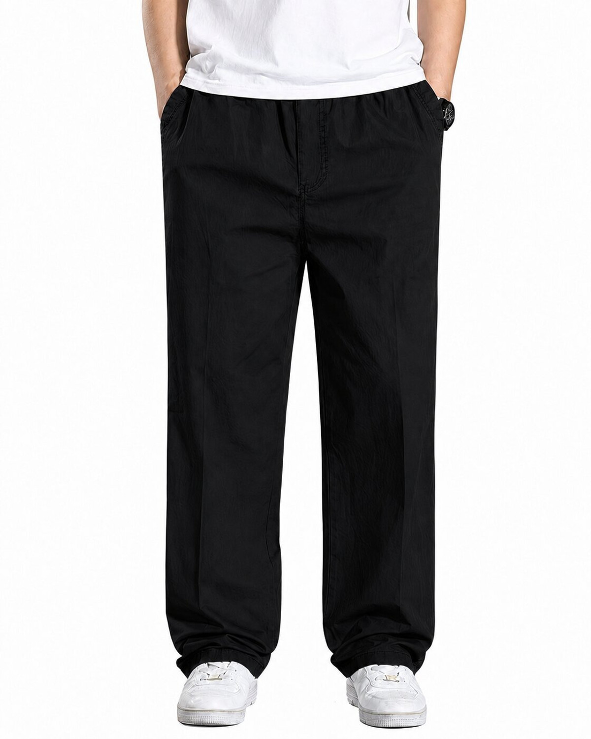 Image of sti Regular Fit Men Black Trousers
