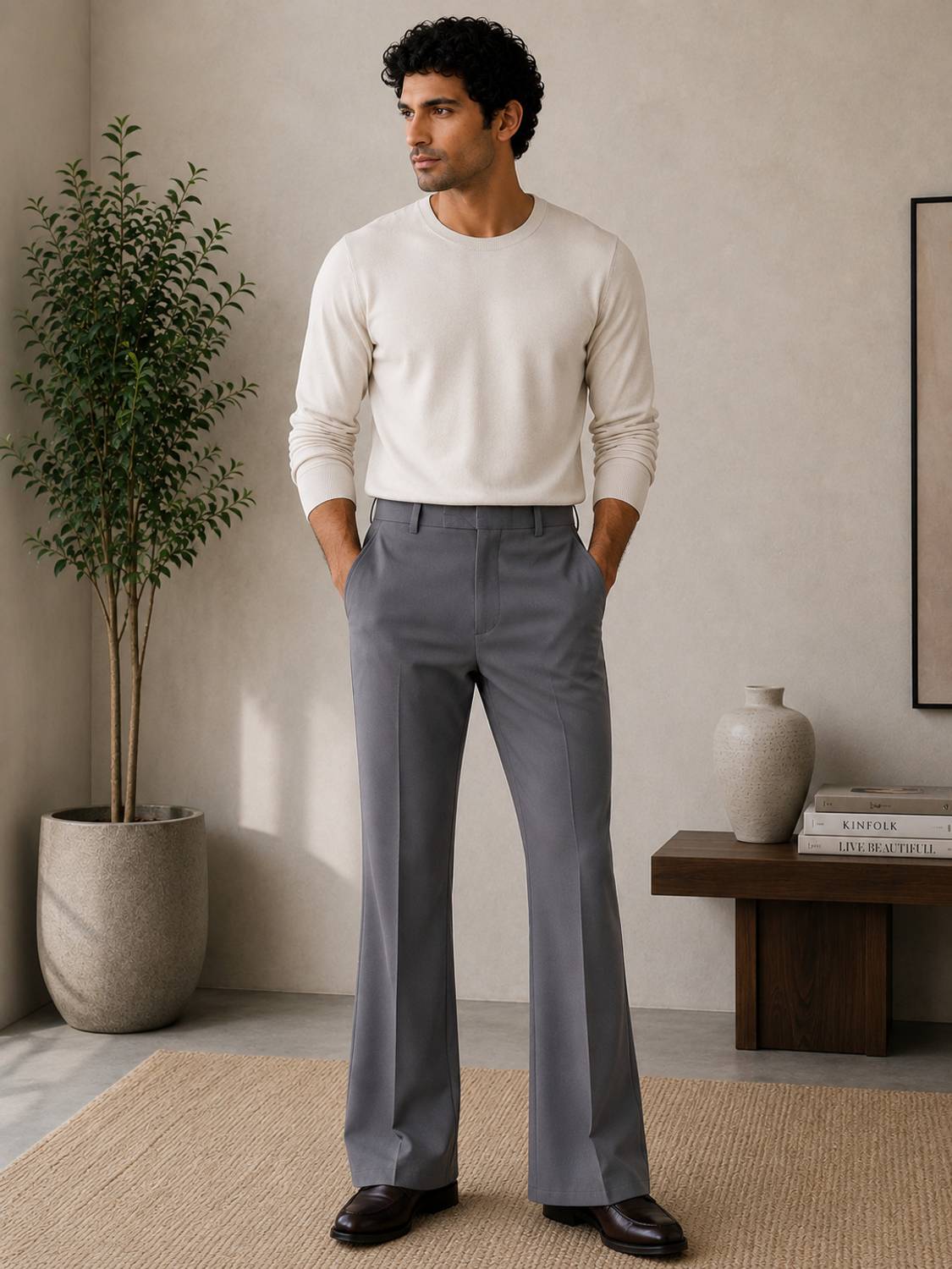 ARAENTERPRISES Flared Men Grey Trousers