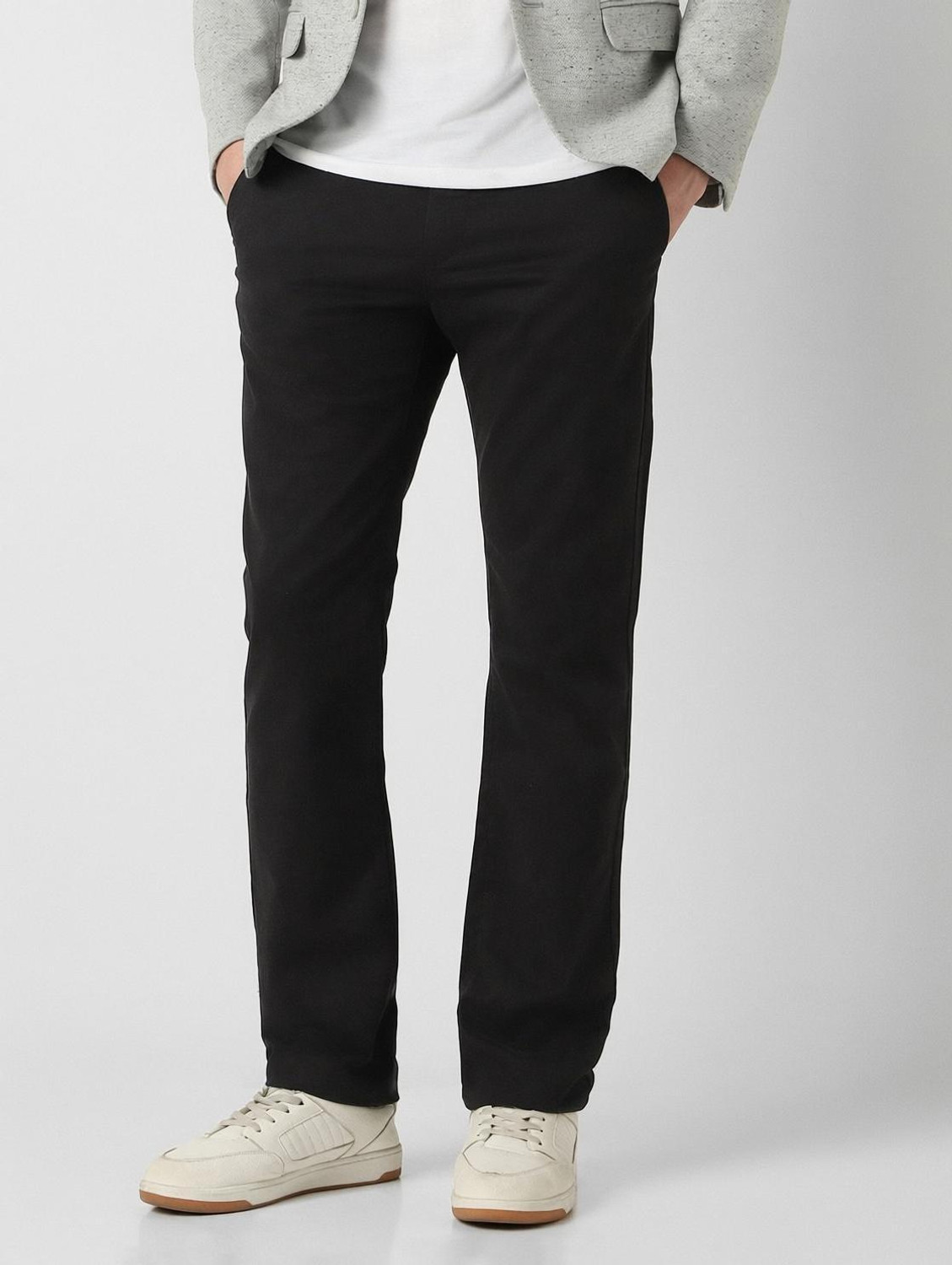 Image of PETER ENGLAND Slim Fit Men Black Trousers