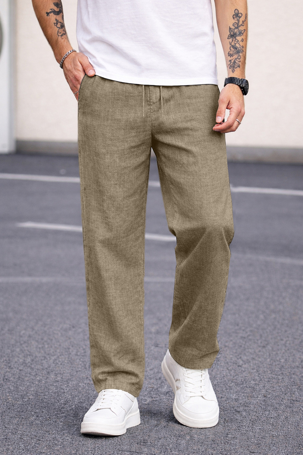Image of Plus91 Relaxed Men Brown Trousers