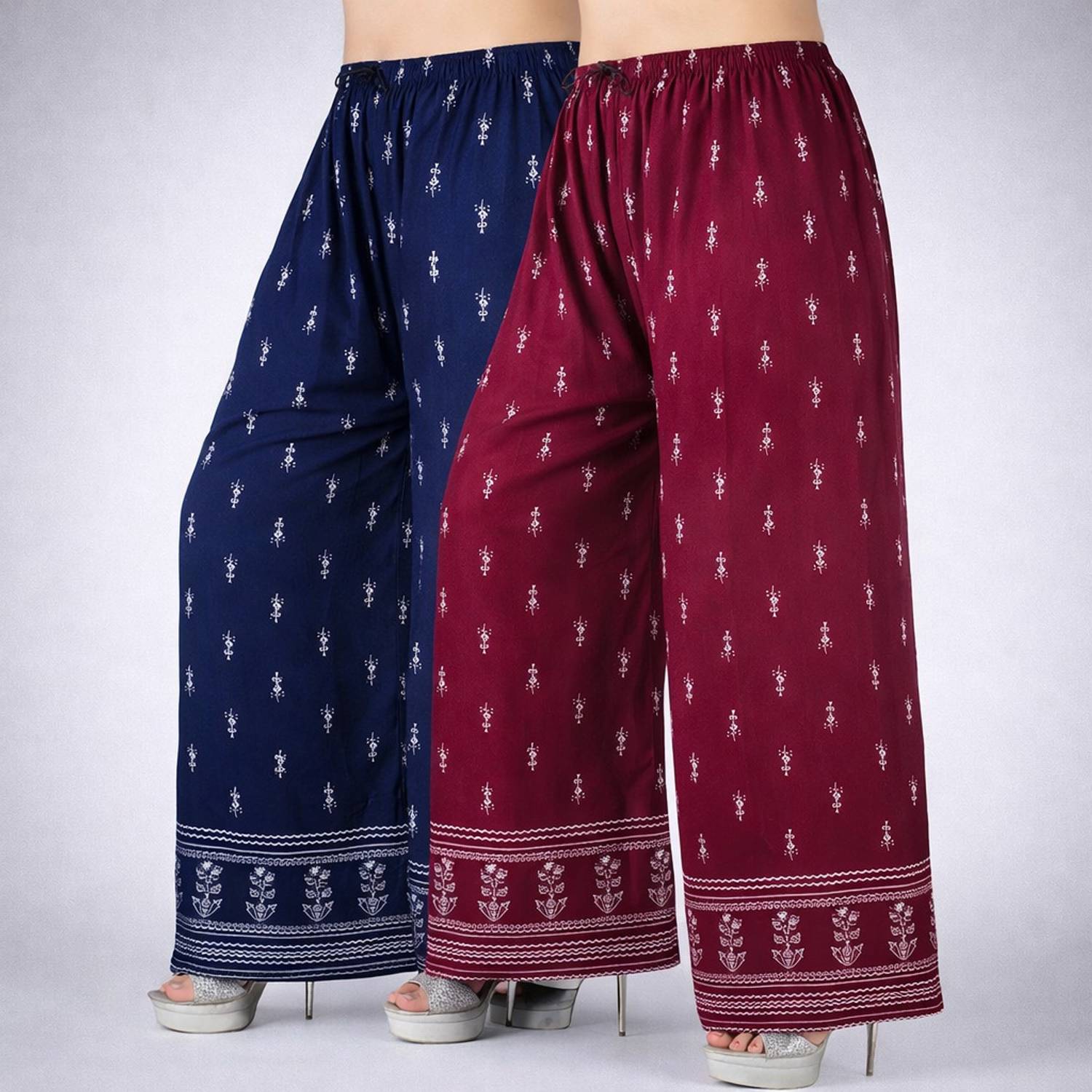 4K FASHION Flared Women Blue, Maroon Trousers