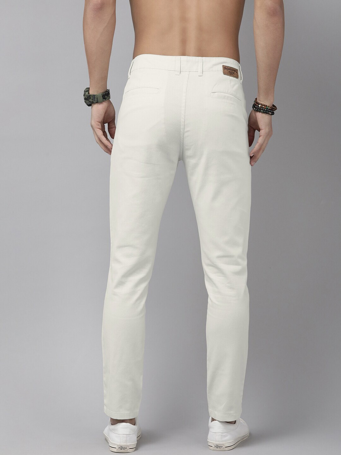 Image of Roadster Regular Fit Men White Trousers