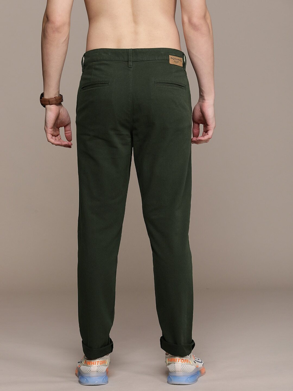 Image of Roadster Regular Fit Men Green Trousers
