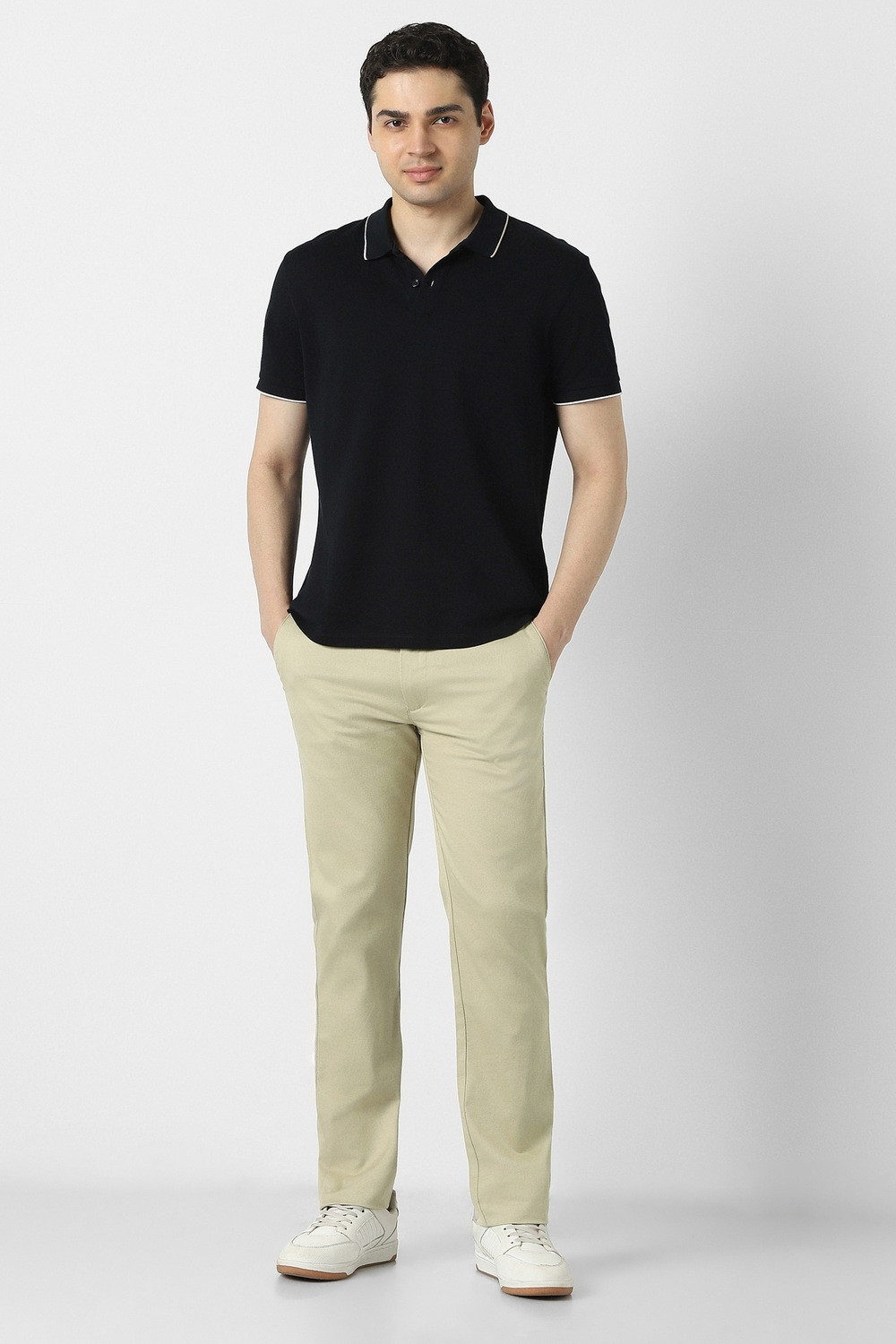 Image of PETER ENGLAND Slim Fit Men Green Trousers