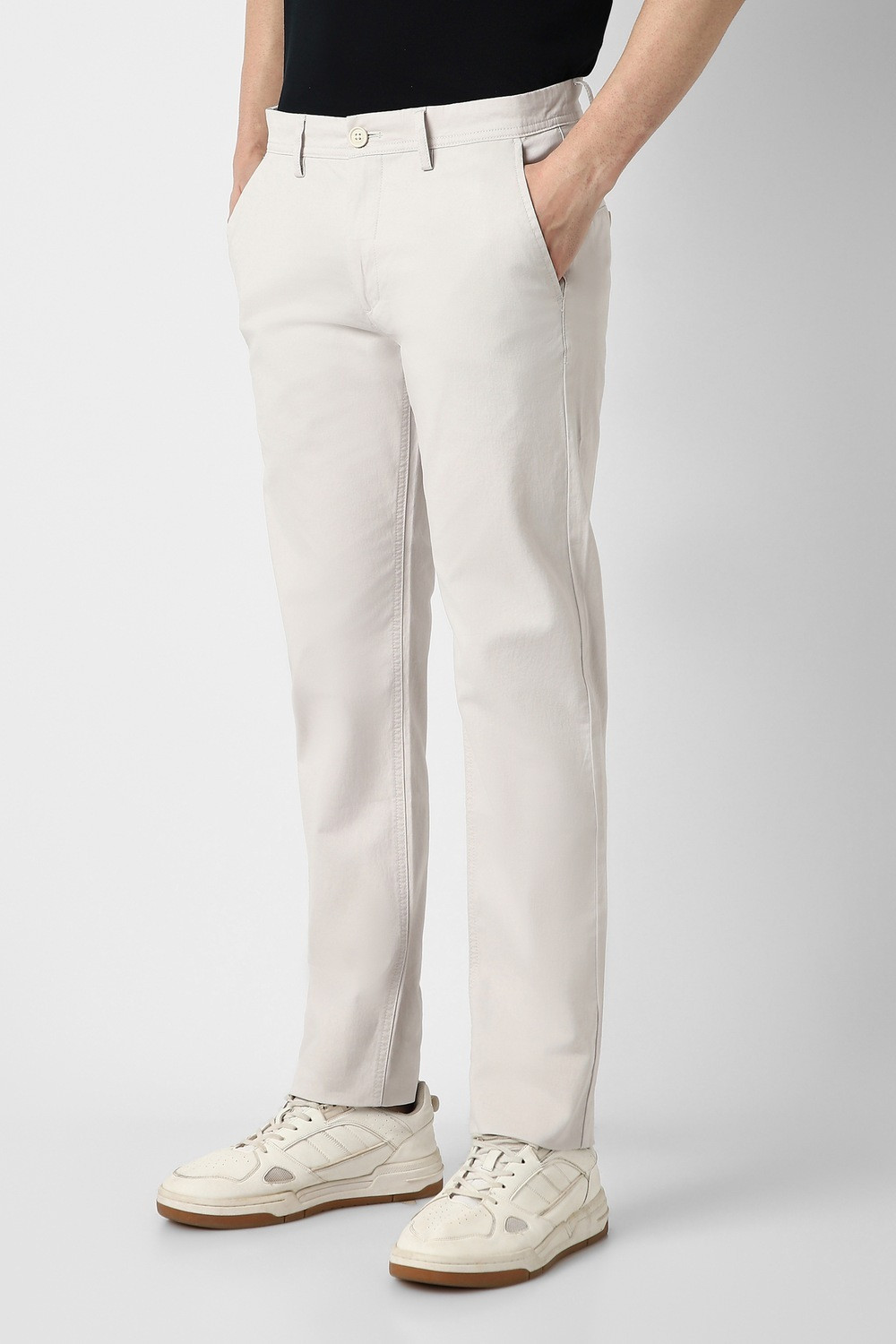 Image of PETER ENGLAND Slim Fit Men Grey Trousers