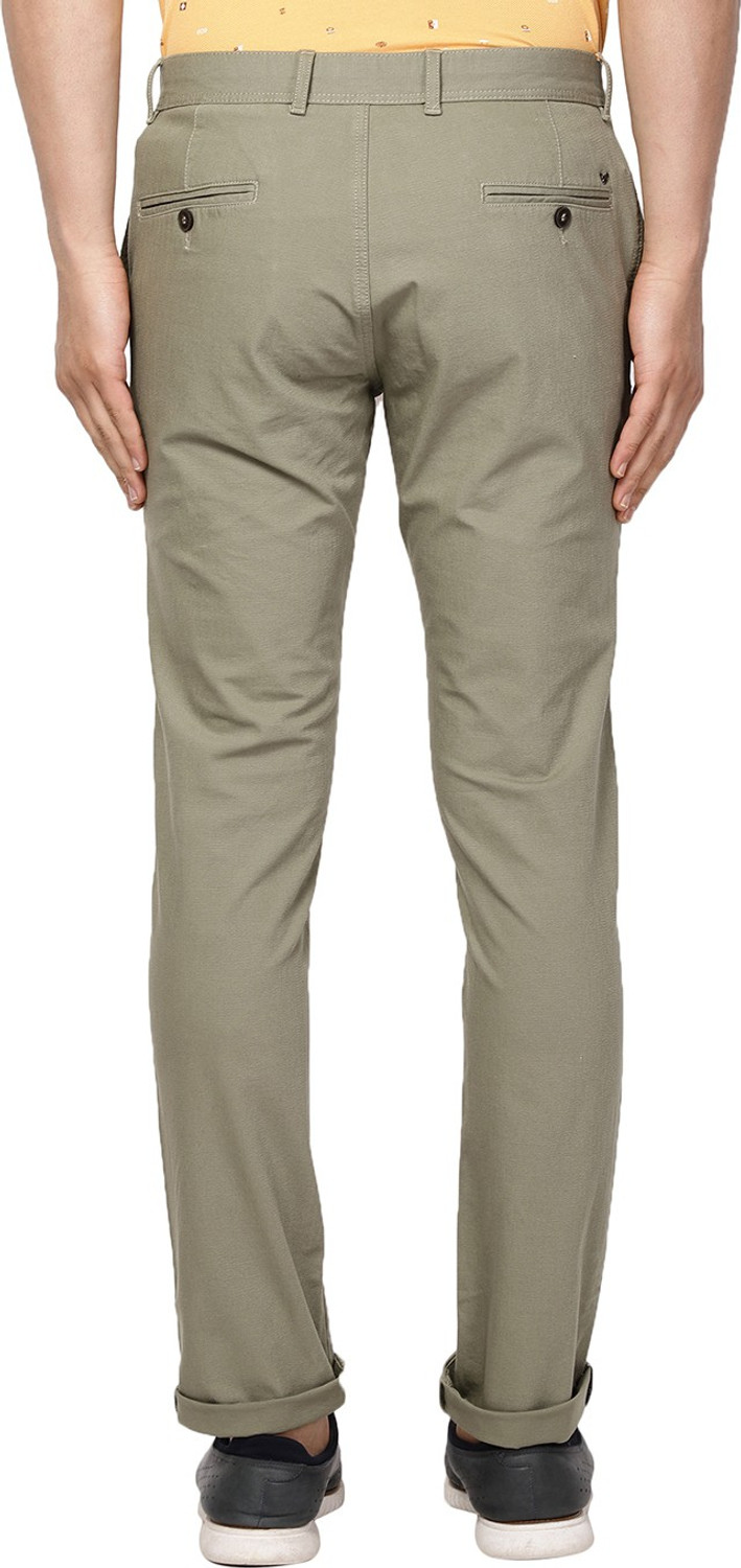 Image of Blackberrys Slim Fit Men Light Green Trousers