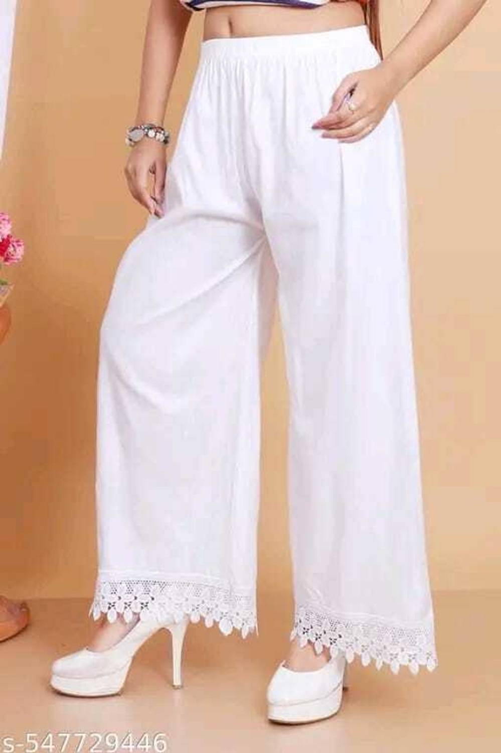Aisha Comfort Fit Women White Trousers